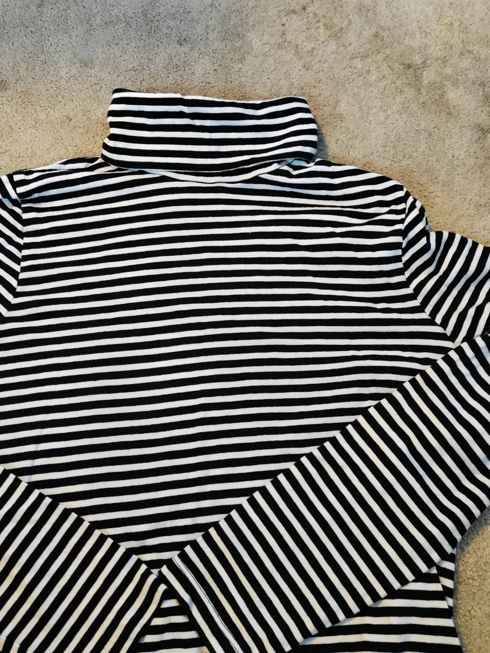 J. Crew Black and White Striped Long Sleeve Turtleneck